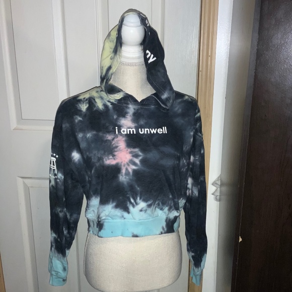 Tops - Barstool Sports Call Her Daddy I am Unwell Crop Hoodie Sweatshirt Tie Dye MEDIUM